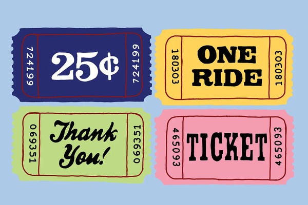Jaymie Metz: 25 Cent One Ride Thank You Ticket by Jaymie Metz