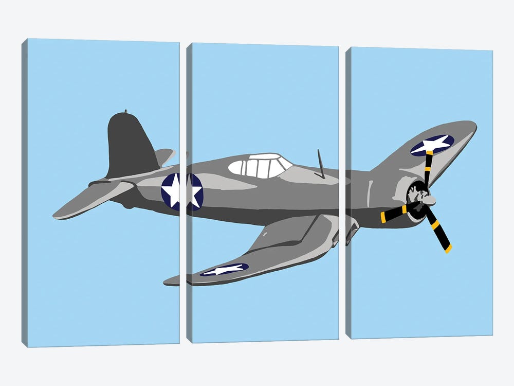 WWII Plane 2 by Jaymie Metz 3-piece Canvas Print