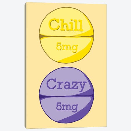 Chill Crazy Pill Yellow Canvas Print #JYM24} by Jaymie Metz Canvas Print