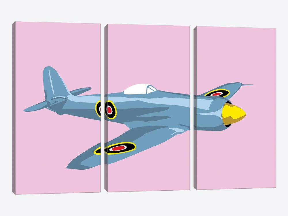 WWII Plane 3 by Jaymie Metz 3-piece Canvas Print