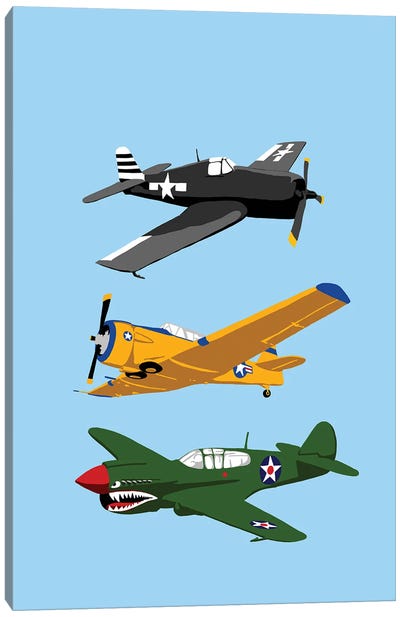 WWII Planes Vertical Canvas Art Print - Military Aircraft Art