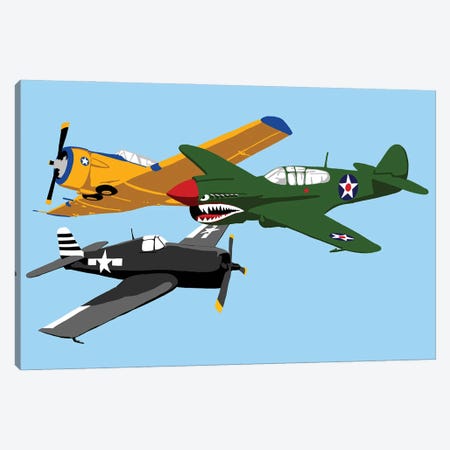 WWII Plane Horizantal Canvas Print #JYM256} by Jaymie Metz Art Print