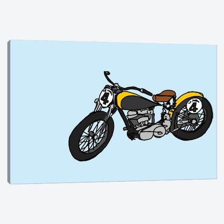 Yellow And Black Antique Motorcycle Canvas Print #JYM257} by Jaymie Metz Art Print