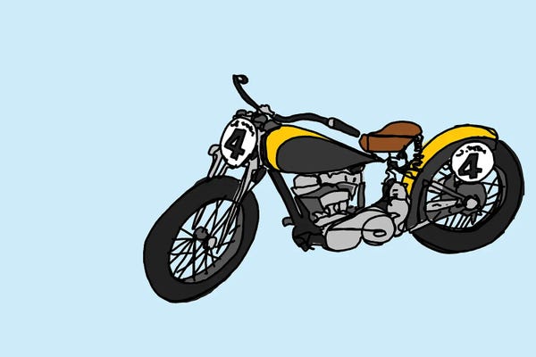 Motorcycles: Yellow And Black Antique Motorcycle by Jaymie Metz
