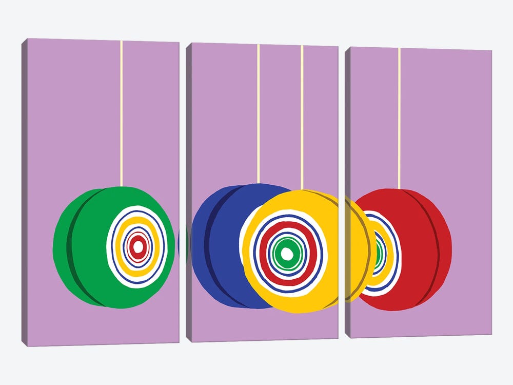Yo-Yos Pink by Jaymie Metz 3-piece Art Print