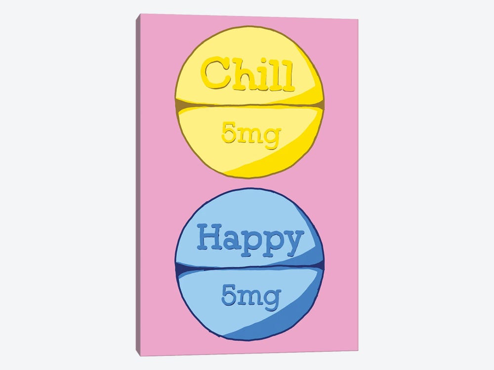 Chill Happy Pill Pink by Jaymie Metz 1-piece Canvas Artwork