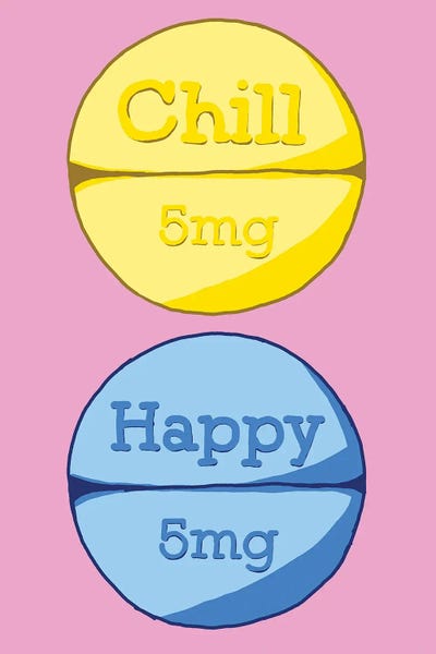 Pills: Chill Happy Pill Pink by Jaymie Metz