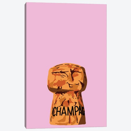 Champagne Cork Pink Canvas Print #JYM261} by Jaymie Metz Art Print