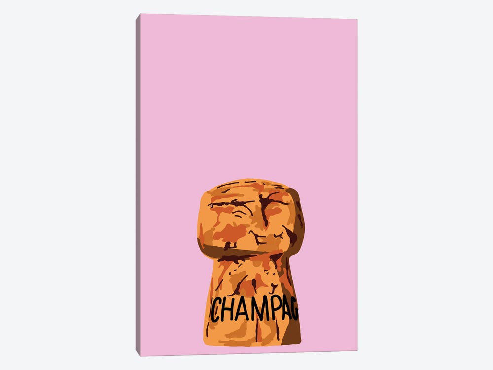 Champagne Cork Pink by Jaymie Metz 1-piece Canvas Art Print