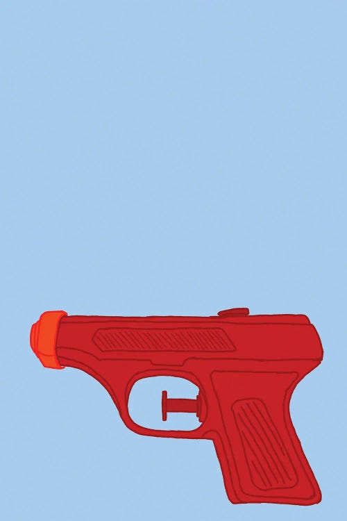 Red Squirt Gun Blue by Jaymie Metz wall art
