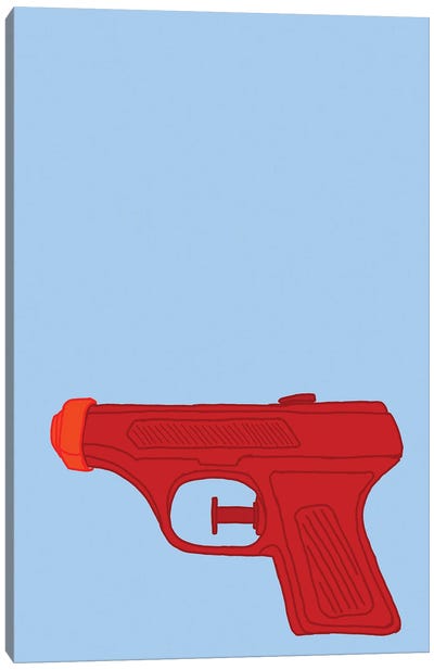 Red Squirt Gun Blue Canvas Art Print - Jaymie Metz