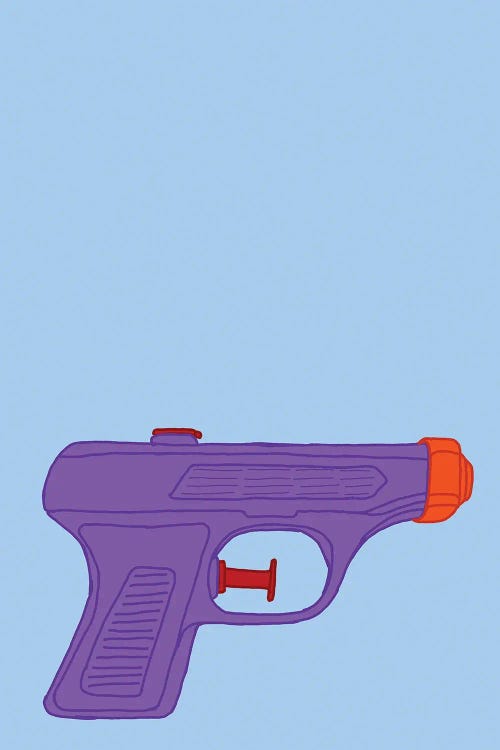 Purple Squirt Gun Blue by Jaymie Metz wall art