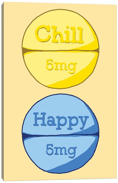 Chill Happy Pill Yellow Canvas Art Print - Jaymie Metz