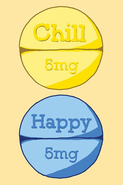 Pills: Chill Happy Pill Yellow by Jaymie Metz