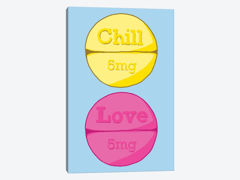 Chill Love Pill Blue by Jaymie Metz 1-piece Canvas Wall Art