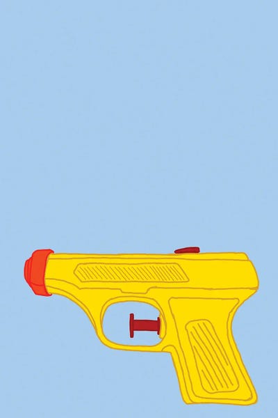 Yellow Squirt Gun Blue by Jaymie Metz art print