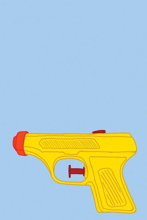 Yellow Squirt Gun Blue by Jaymie Metz wall art