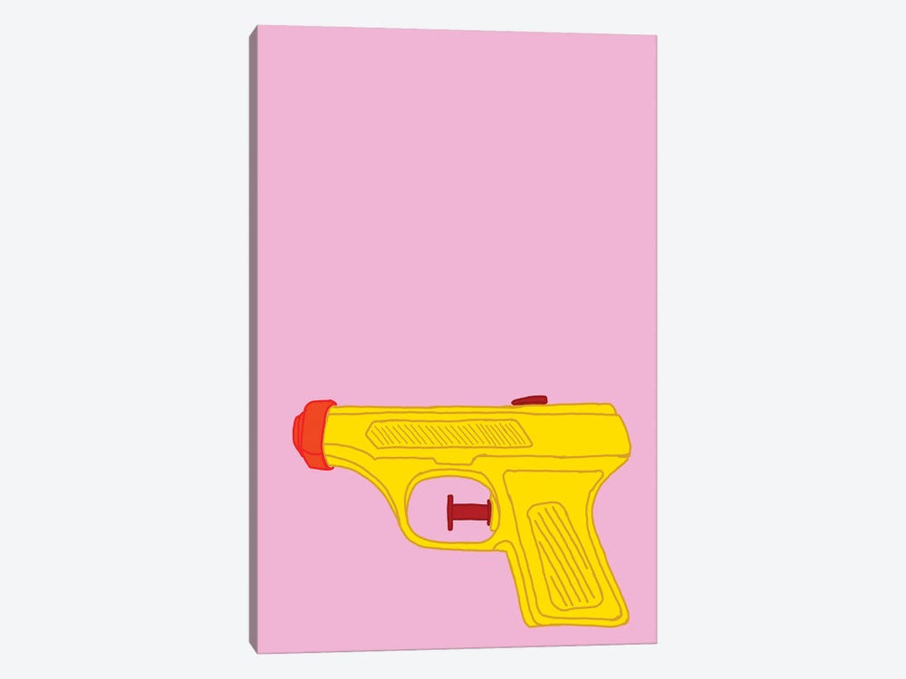 Yellow Squirt Gun Pink by Jaymie Metz 1-piece Canvas Art Print