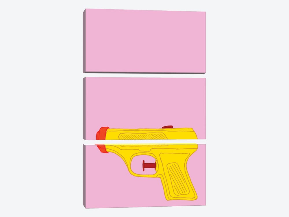 Yellow Squirt Gun Pink by Jaymie Metz 3-piece Art Print