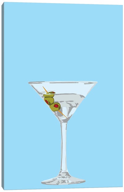 Martini Blue Canvas Art Print - Cocktail & Mixed Drink Art