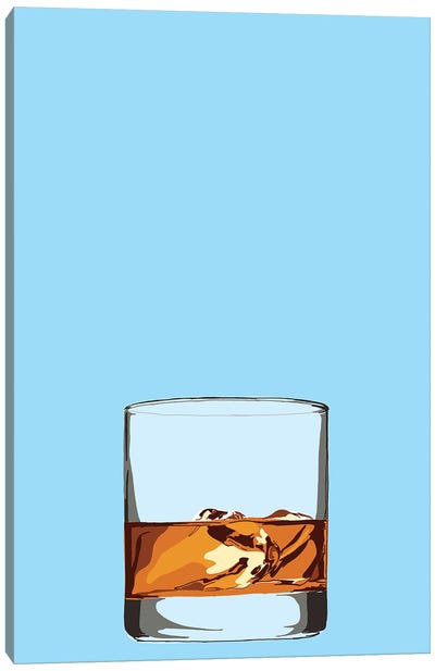 Glass Of Whiskey Blue Canvas Art Print