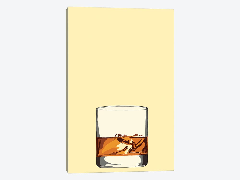 Glass Of Whiskey Yellow by Jaymie Metz 1-piece Canvas Art