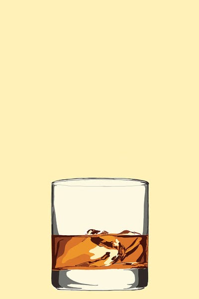 Pop Art Kitchen: Glass Of Whiskey Yellow by Jaymie Metz