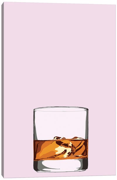 Glass Of Whiskey Pink Canvas Art Print
