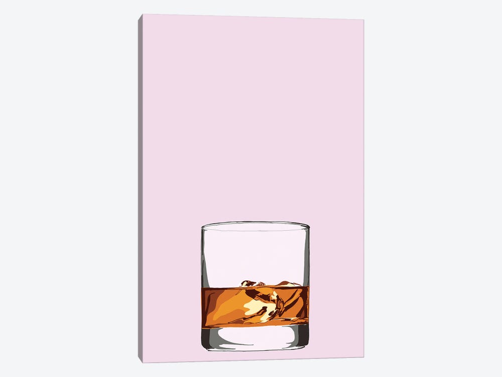 Glass Of Whiskey Pink by Jaymie Metz 1-piece Canvas Print