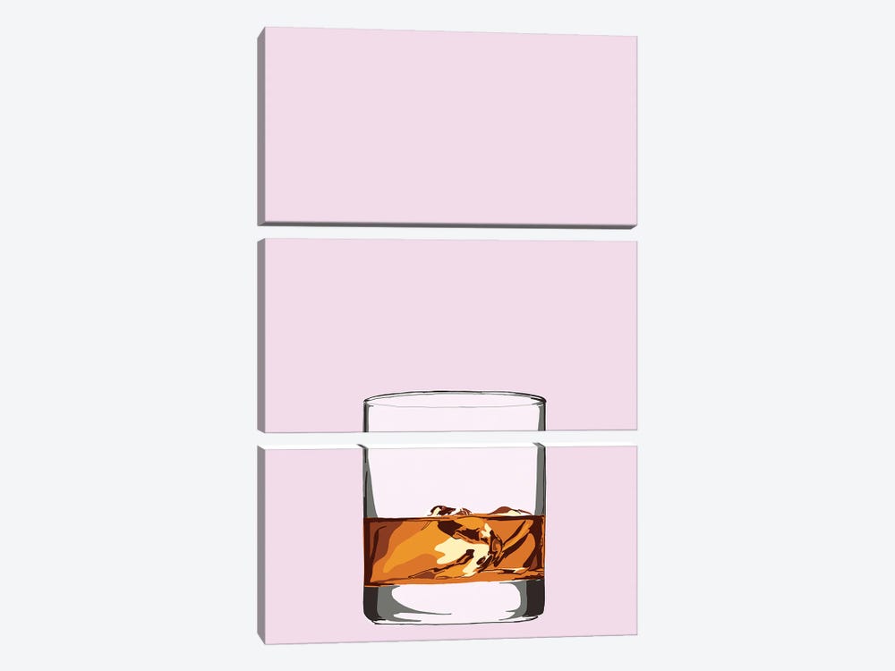 Glass Of Whiskey Pink by Jaymie Metz 3-piece Art Print
