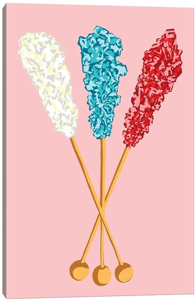 White Teal Red Rock Candy Pink Canvas Art Print - Jaymie Metz
