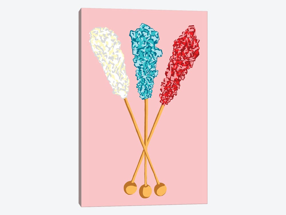 White Teal Red Rock Candy Pink by Jaymie Metz 1-piece Canvas Art Print