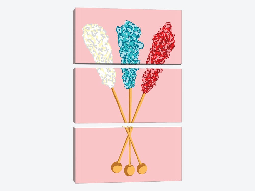 White Teal Red Rock Candy Pink by Jaymie Metz 3-piece Art Print
