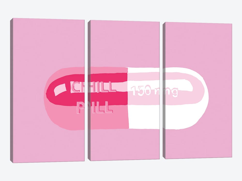 Chill Pill Pink by Jaymie Metz 3-piece Canvas Print