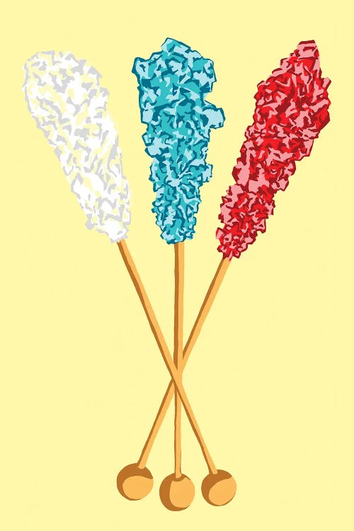 White Teal Red Rock Candy Yellow