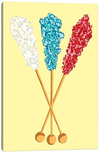 White Teal Red Rock Candy Yellow Canvas Art Print - Jaymie Metz