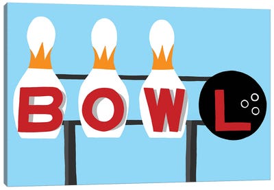 Bowling Sign Canvas Art Print - Bowling