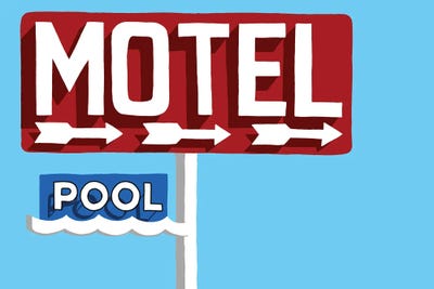 Red Motel And Pool Sign by Jaymie Metz art print
