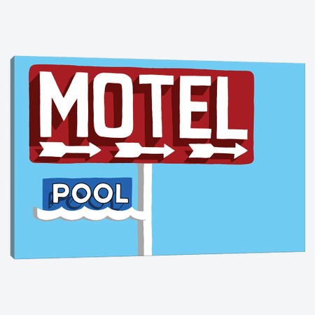Red Motel And Pool Sign Canvas Print #JYM334} by Jaymie Metz Canvas Art