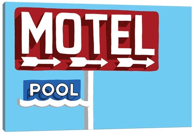 Red Motel And Pool Sign Canvas Art Print - Jaymie Metz