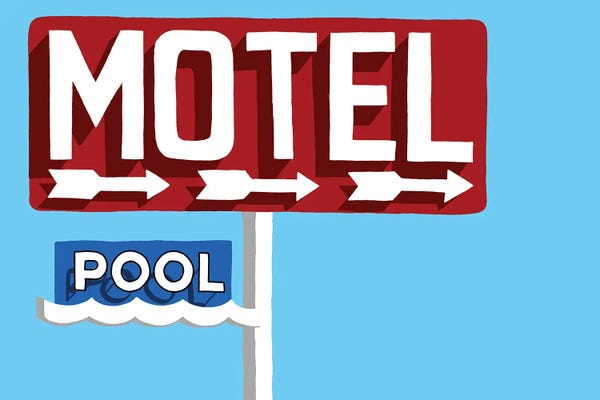 Jaymie Metz: Red Motel And Pool Sign by Jaymie Metz