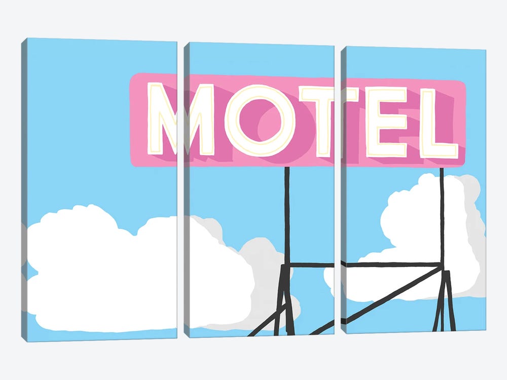 Pink Motel Sign by Jaymie Metz 3-piece Art Print