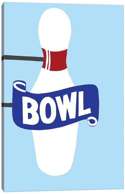 Vintage Bowling Pin Neon Sign Canvas Art Print - Bowling