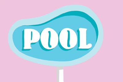 Vintage Pool Neon Sign by Jaymie Metz framed canvas print