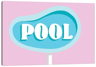 Vintage Pool Neon Sign Canvas Art Print