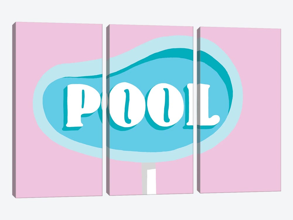 Vintage Pool Neon Sign by Jaymie Metz 3-piece Canvas Art