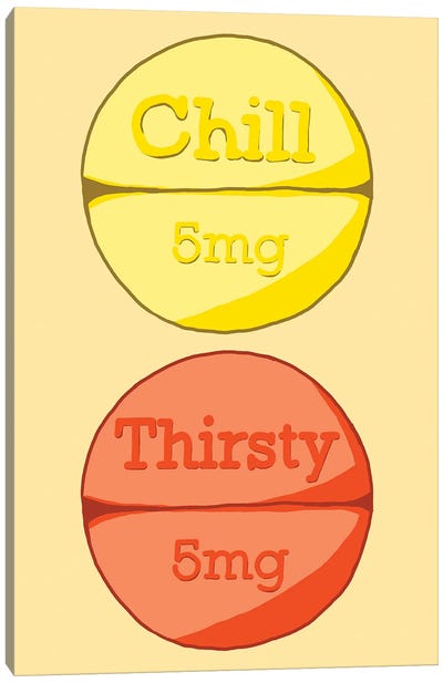 Chill Thirsty Pill Yellow Canvas Art Print - Jaymie Metz