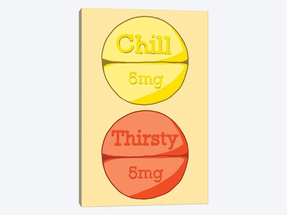 Chill Thirsty Pill Yellow by Jaymie Metz 1-piece Canvas Print