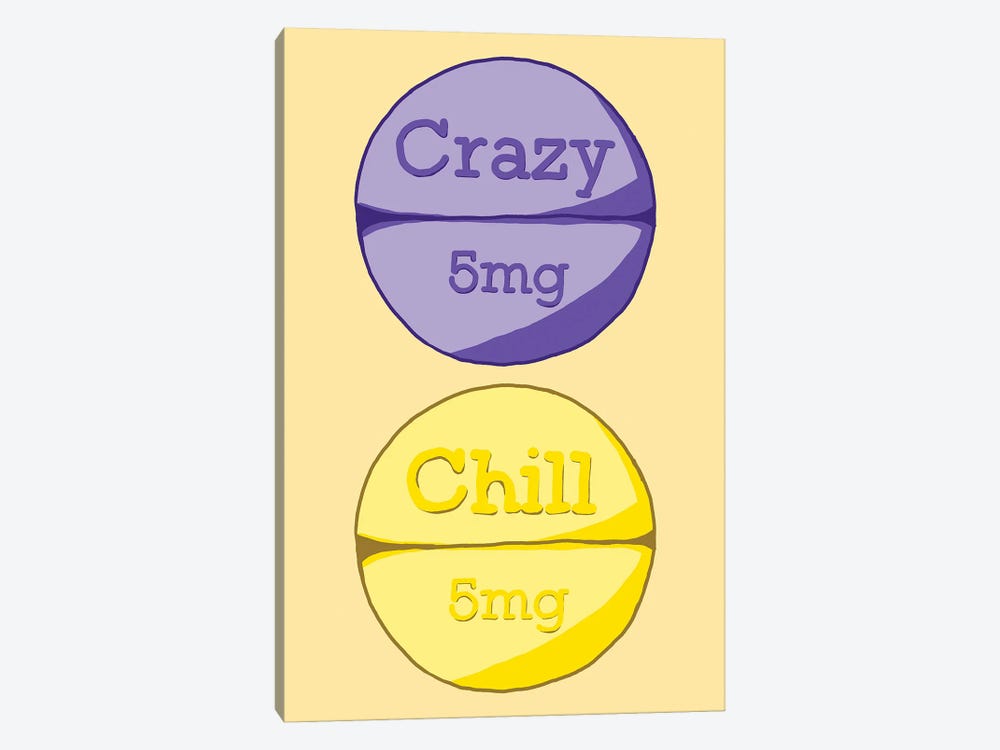 Crazy Chill Pill Yellow by Jaymie Metz 1-piece Canvas Print