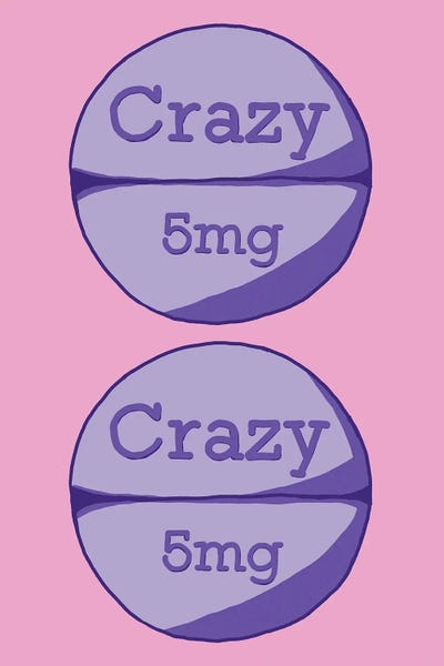 Crazy Crazy Pill Pink by Jaymie Metz art print